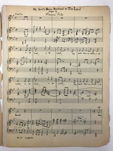 Florence Price setting of Negro Spiritual, "My Soul's Been Anchored in the Lord," first page of manuscript